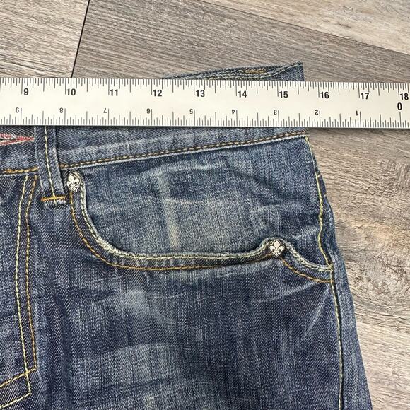 Vintage Y2K Manchester Ltd. Blue‎ Mens 31 Raw Edge Whiskered Denim Jean Shorts - Picture 4 of 10